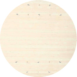 Round Contemporary Peach Beige Solid Rug, con900