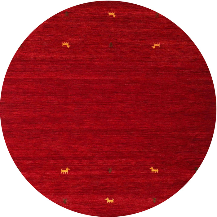 Round Machine Washable Contemporary Orange Red Rug, wshcon903