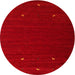 Round Machine Washable Contemporary Orange Red Rug, wshcon903