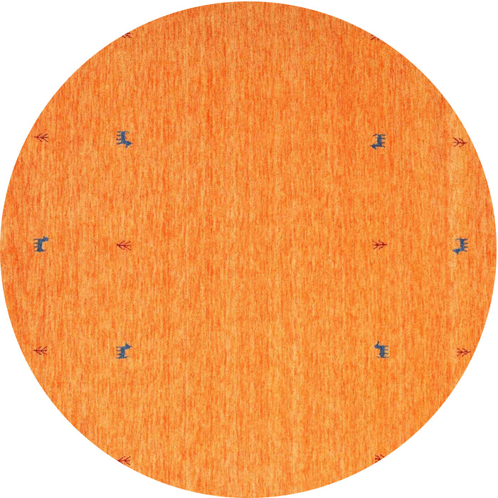 Round Contemporary Dark Orange Modern Rug, con906