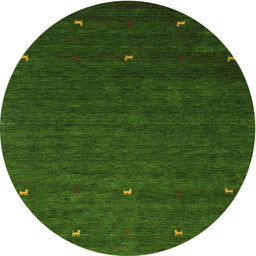 Round Machine Washable Contemporary Shamrock Green Rug, wshcon907