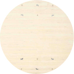 Round Contemporary Peach Beige Solid Rug, con908