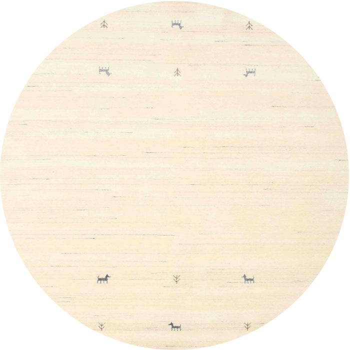 Round Contemporary Peach Beige Solid Rug, con908