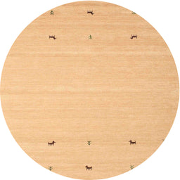 Round Contemporary Chrome Gold Yellow Solid Rug, con910