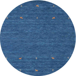 Round Machine Washable Contemporary Bright Navy Blue Rug, wshcon911