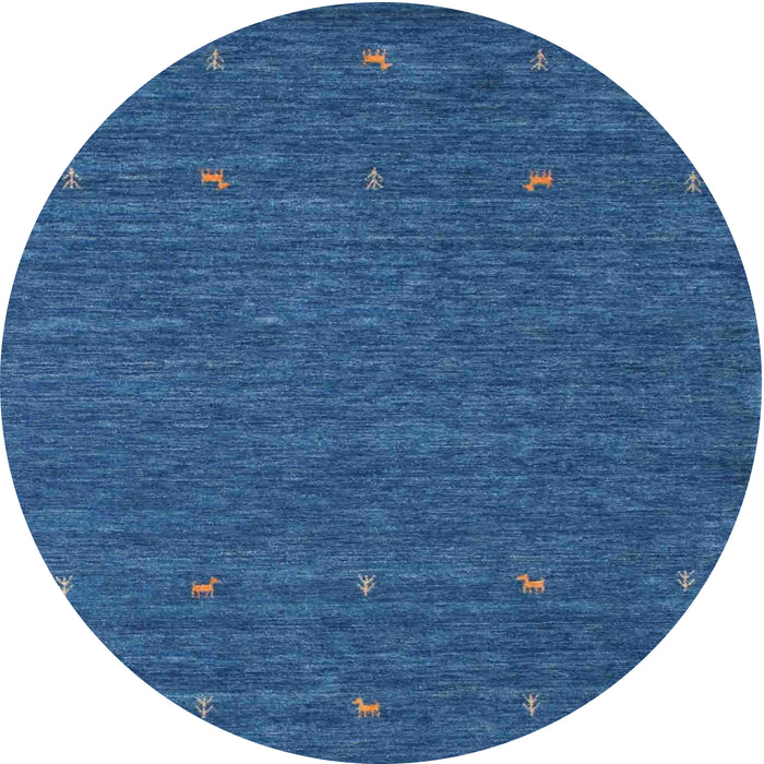 Round Contemporary Bright Navy Blue Modern Rug, con911