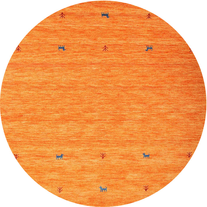 Round Contemporary Dark Orange Modern Rug, con912