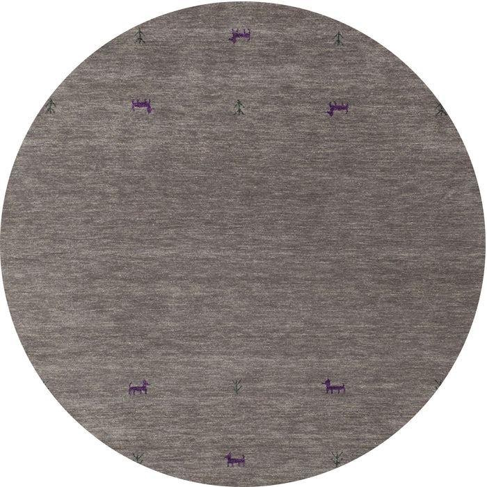 Round Contemporary Rose Purple Modern Rug, con913