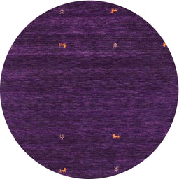 Round Machine Washable Contemporary Purple Rug, wshcon914