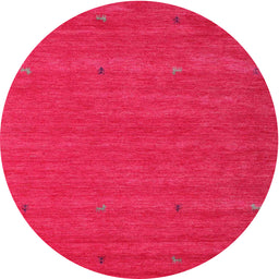 Round Machine Washable Contemporary Red Rug, wshcon915