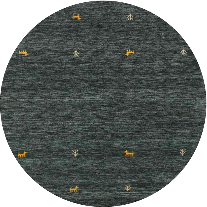 Round Machine Washable Contemporary Gray Rug, wshcon916