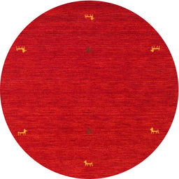 Round Machine Washable Contemporary Orange Red Rug, wshcon918