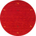 Round Machine Washable Contemporary Orange Red Rug, wshcon918