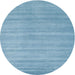 Round Machine Washable Contemporary Denim Blue Rug, wshcon91