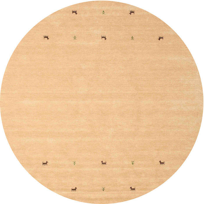 Round Machine Washable Contemporary Chrome Gold Yellow Rug, wshcon922