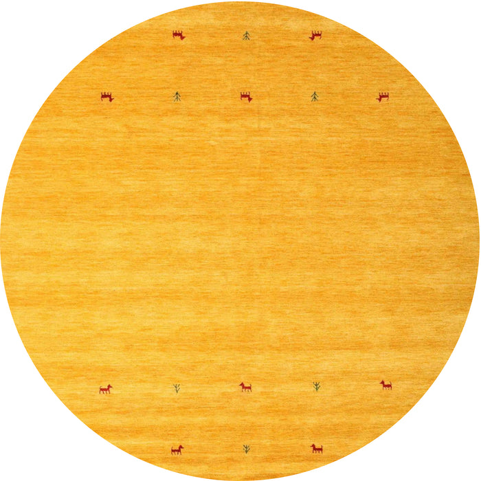 Round Contemporary Deep Yellow Modern Rug, con923