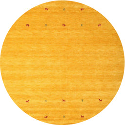 Round Machine Washable Contemporary Deep Yellow Rug, wshcon923