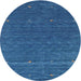 Round Machine Washable Contemporary Blue Rug, wshcon924