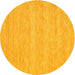 Round Machine Washable Contemporary Deep Yellow Rug, wshcon930