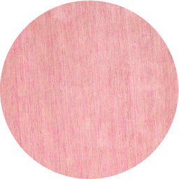 Round Machine Washable Contemporary Light Coral Pink Rug, wshcon931