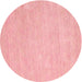 Round Machine Washable Contemporary Light Coral Pink Rug, wshcon931