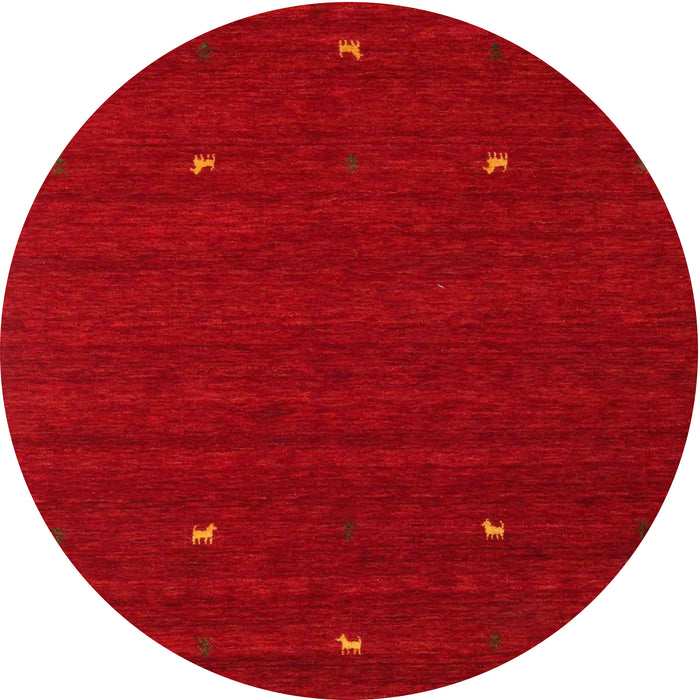 Round Contemporary Orange Red Modern Rug, con932