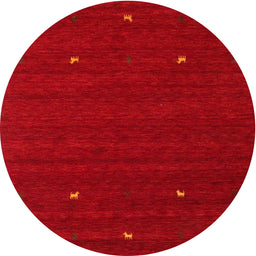 Round Machine Washable Contemporary Orange Red Rug, wshcon932