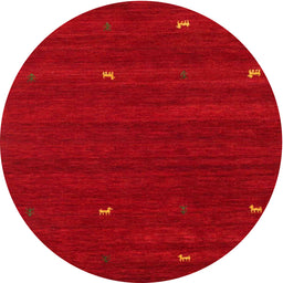 Round Machine Washable Contemporary Orange Rug, wshcon934