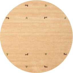 Round Contemporary Chrome Gold Yellow Solid Rug, con935