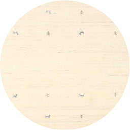 Round Contemporary Peach Beige Solid Rug, con936