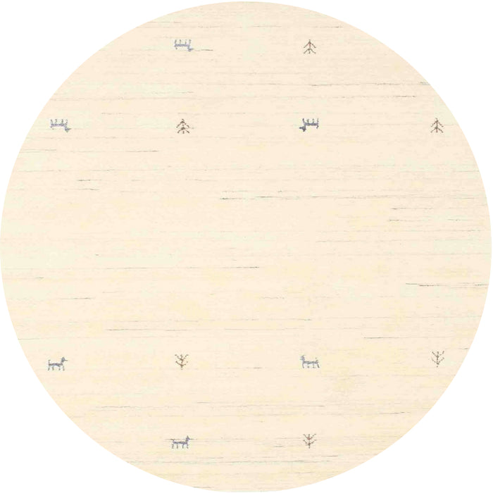Round Contemporary Peach Beige Solid Rug, con936