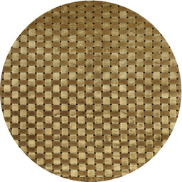 Round Contemporary Caramel Brown Modern Rug, con939