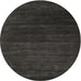 Round Machine Washable Contemporary Charcoal Black Rug, wshcon93