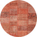 Round Machine Washable Contemporary Fire Red Rug, wshcon942