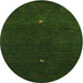Round Machine Washable Contemporary Dark Forest Green Rug, wshcon946
