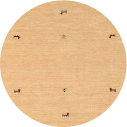 Round Machine Washable Contemporary Orange Rug, wshcon947