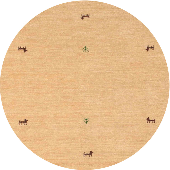 Round Contemporary Orange Solid Rug, con947
