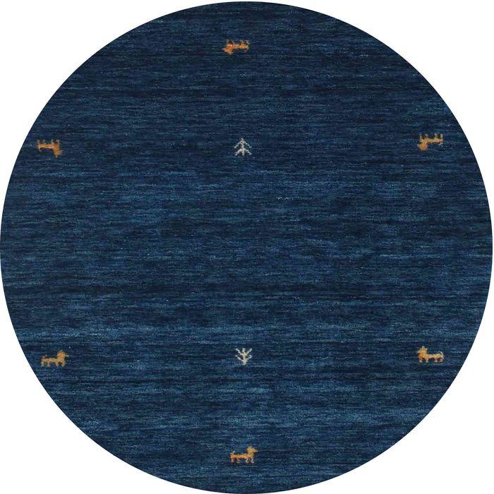 Round Contemporary Deep-Sea Blue Modern Rug, con948