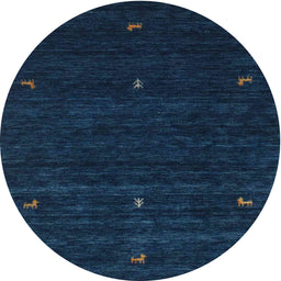 Round Machine Washable Contemporary Deep-Sea Blue Rug, wshcon948