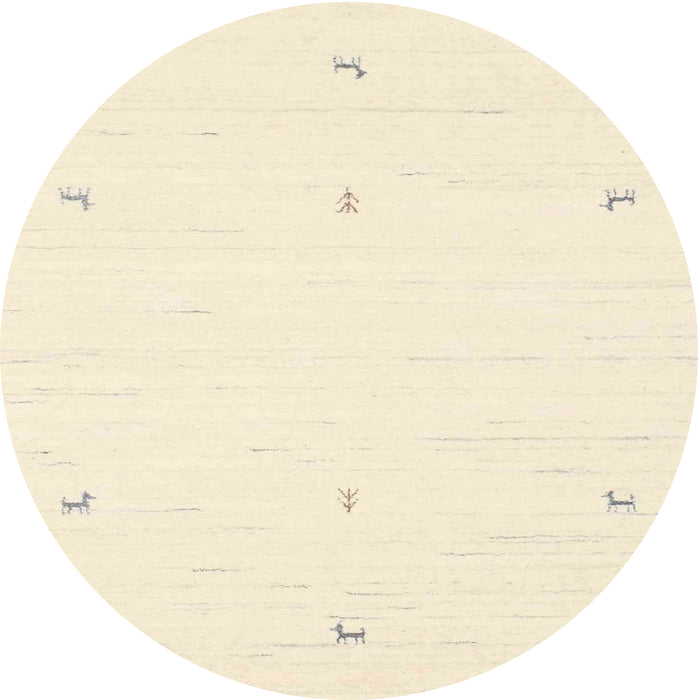 Round Contemporary Navajo White Gold Solid Rug, con950