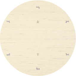 Round Machine Washable Contemporary Navajo White Rug, wshcon950