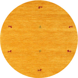 Round Machine Washable Contemporary Dark Orange Rug, wshcon951
