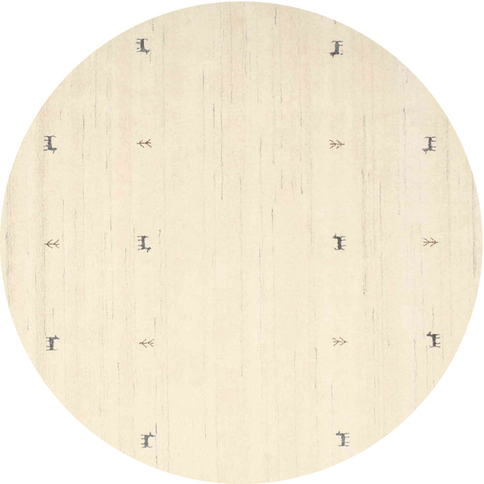 Round Contemporary Navajo White Gold Solid Rug, con954