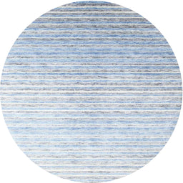 Round Machine Washable Contemporary Pale Blue Lily Blue Rug, wshcon959