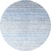 Round Machine Washable Contemporary Pale Blue Lily Blue Rug, wshcon959