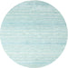 Round Machine Washable Contemporary Jeans Blue Rug, wshcon961