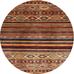 Round Contemporary Saffron Red Modern Rug, con966