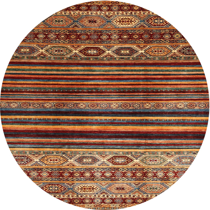 Round Machine Washable Contemporary Saffron Red Rug, wshcon966