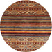 Round Machine Washable Contemporary Saffron Red Rug, wshcon966