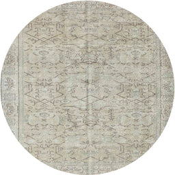 Round Machine Washable Contemporary Green Rug, wshcon967
